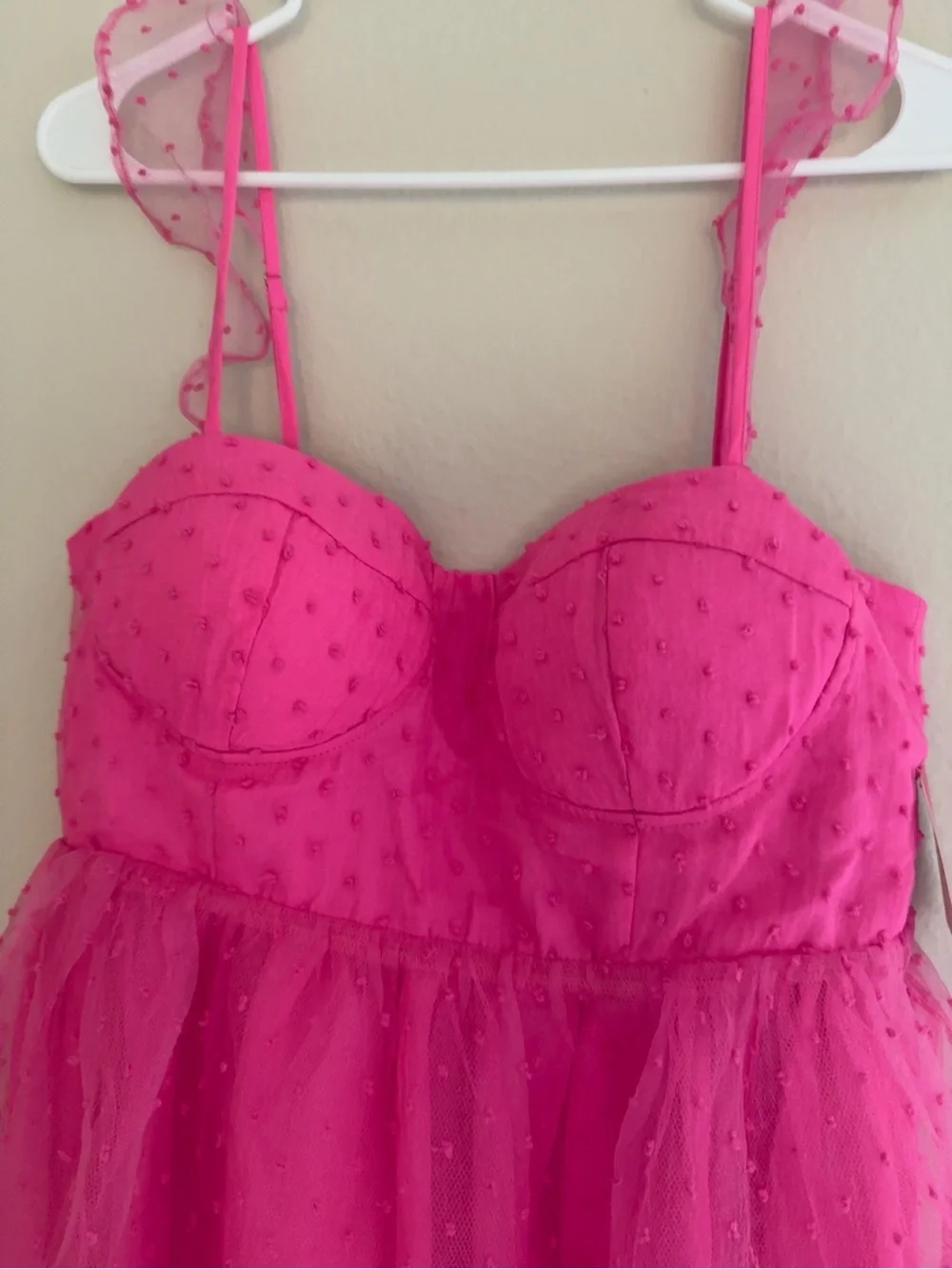 NWT BuddyLove Vixen Hot Pink Swiss Dot Bustier Mini Dress L
